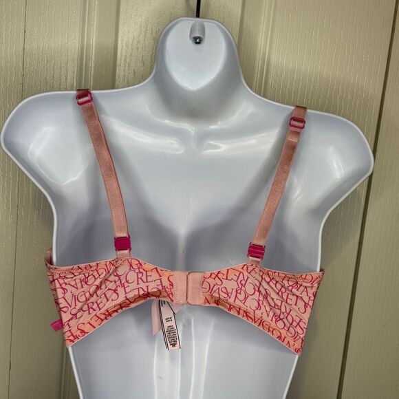 Victoria's Secret Logo Pink Push-up Bra Size 34DDD - Picture 5 of 12